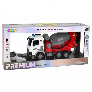 LEAN TOYS RC nuotolinio valdymo betono maišyklės sunkvežimis su judančiu būgnu ir žibintais 1:14