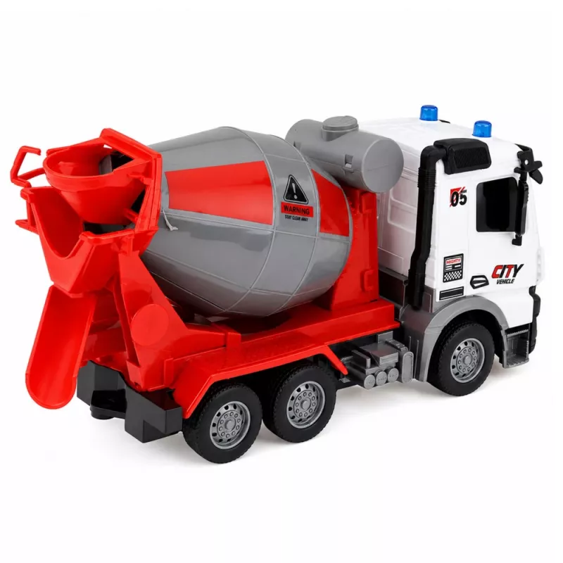 LEAN TOYS RC nuotolinio valdymo betono maišyklės sunkvežimis su judančiu būgnu ir žibintais 1:14