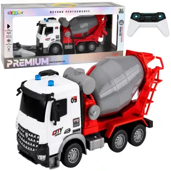 LEAN TOYS RC nuotolinio valdymo betono maišyklės sunkvežimis su judančiu būgnu ir žibintais 1:14