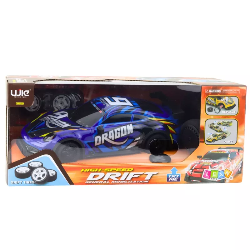 LEAN TOYS RC sportinis automobilis su apšviestu drift kėbulu, mėlynas 1:16 4WD 2.4GHz