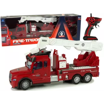 LEAN TOYS Gaisrinis automobilis su nuotolinio valdymo pultu 2.4G su šviesomis ir garsais, raudonas