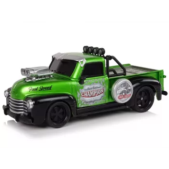 LEAN TOYS nuotoliniu valdymu 1:18 žalias pikapas