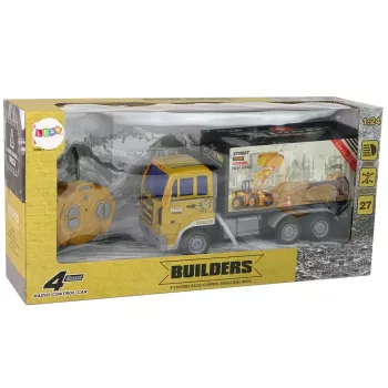 LEAN TOYS nuotoliniu valdymu statybinis sunkvežimis 1:24 geltonas