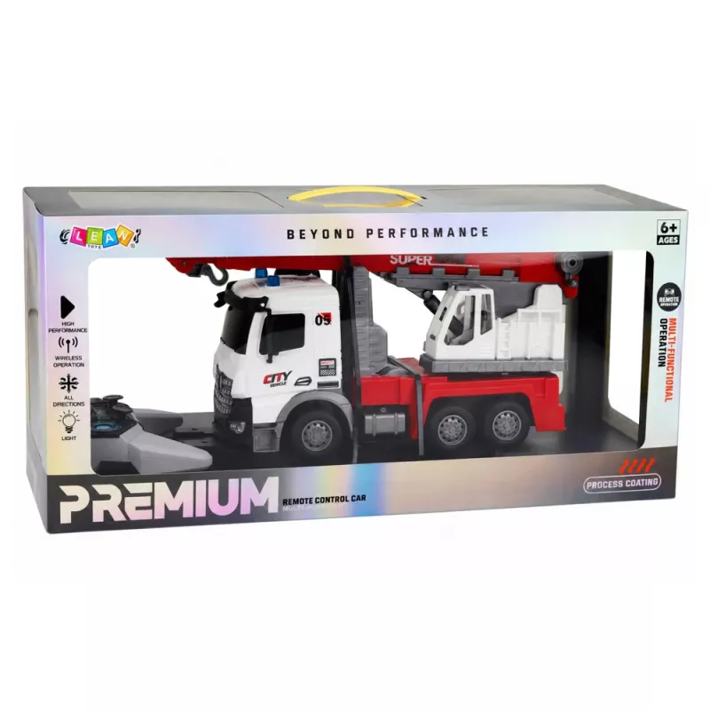 LEAN TOYS nuotolinio valdymo krano sunkvežimis RC pasukamas besisukantis kranas 1:14