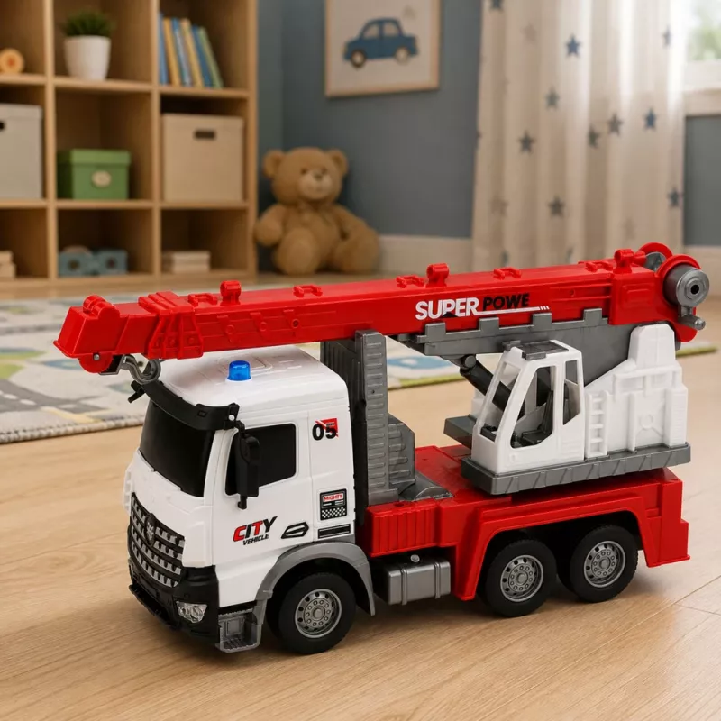 LEAN TOYS nuotolinio valdymo krano sunkvežimis RC pasukamas besisukantis kranas 1:14