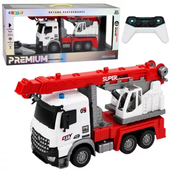 LEAN TOYS nuotolinio valdymo krano sunkvežimis RC pasukamas besisukantis kranas 1:14