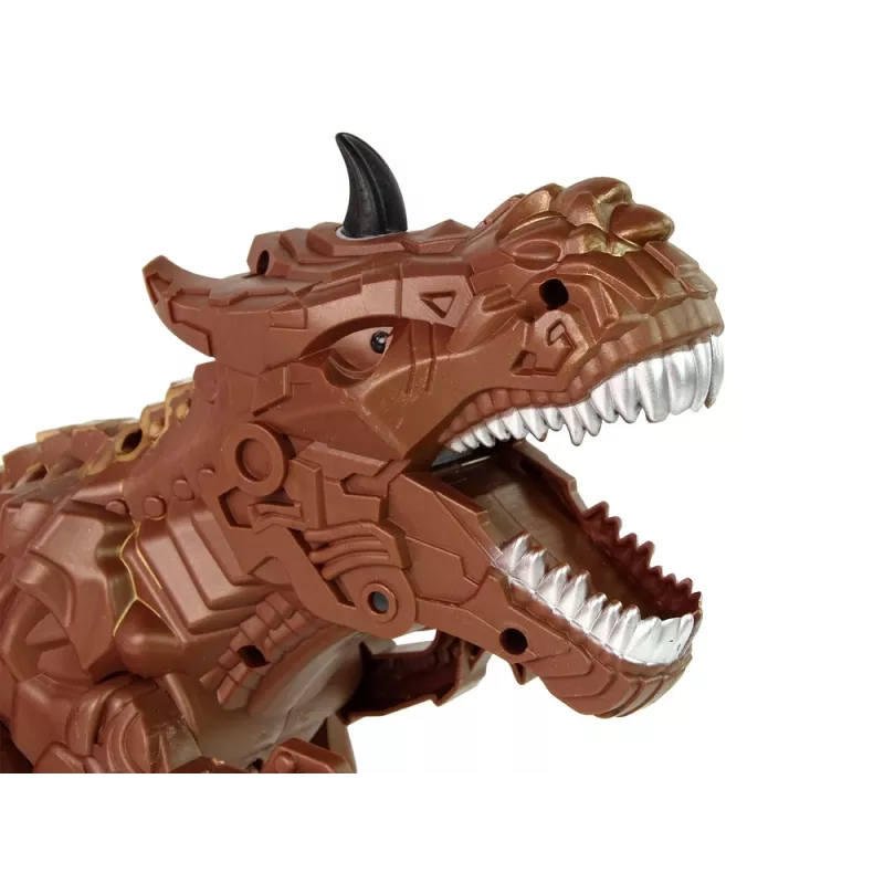 LEAN TOYS nuotoliniu valdymu dinozauras su garo projektoriumi, rudas