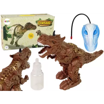 LEAN TOYS nuotoliniu valdymu dinozauras su garo projektoriumi, rudas