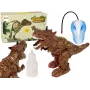 LEAN TOYS nuotoliniu valdymu dinozauras su garo projektoriumi, rudas