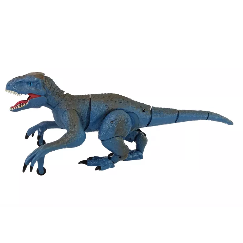 LEAN TOYS nuotoliniu valdymu valdomas dinozauras Velociraptor su garsu ir riaumojimu, mėlynas