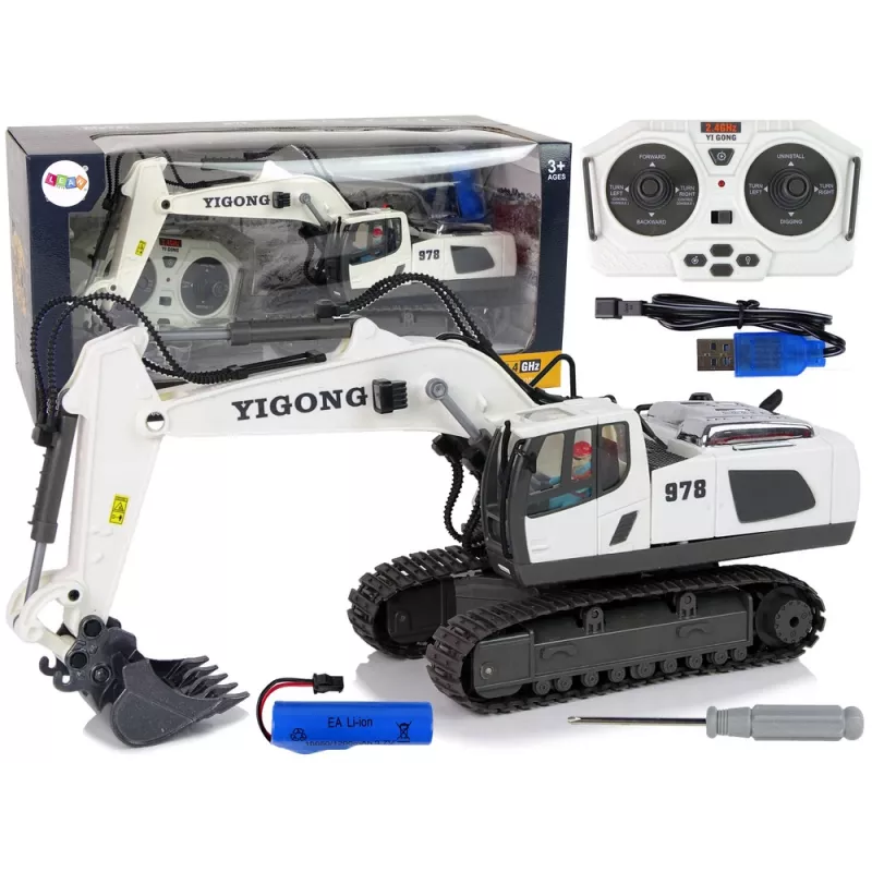 LEAN TOYS nuotoliniu valdymu ekskavatorius su vikšriniais ratais 2.4 G Pilot