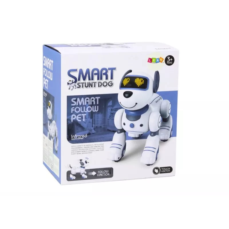 LEAN TOYS nuotoliniu valdymu interaktyvus robotas šuo – šoka, dainuoja, programuojamos komandos, mėlynas | DistriNode SA