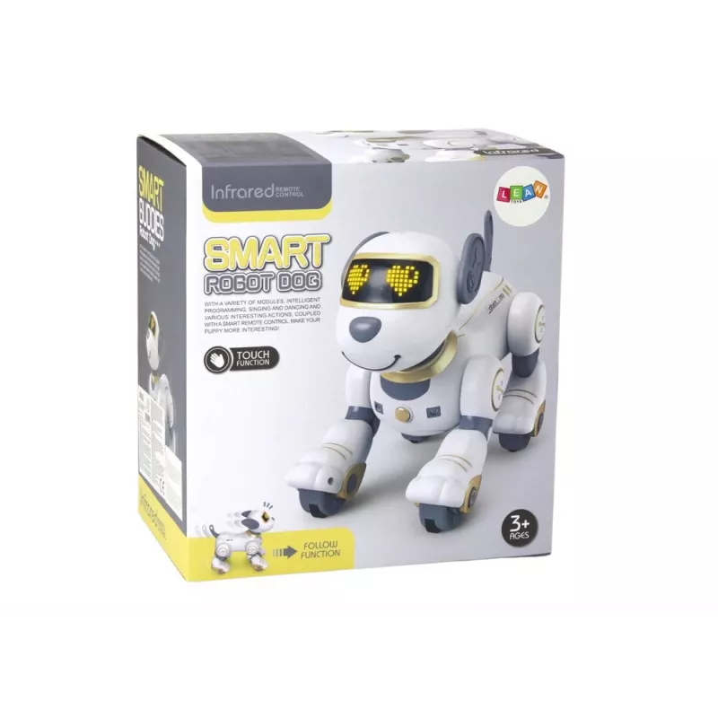 LEAN TOYS nuotolinio valdymo interaktyvus robotas šuo – auksinis, šokantis, programuojamas, įkraunamas