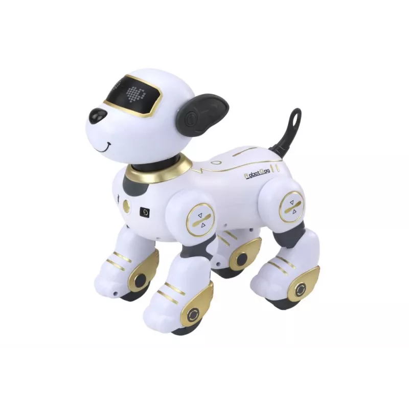 LEAN TOYS nuotolinio valdymo interaktyvus robotas šuo – auksinis, šokantis, programuojamas, įkraunamas