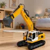 LEAN TOYS nuotoliniu valdymu RC vikšrinis ekskavatorius su šviesomis ir garsais, geltonas, 1:16