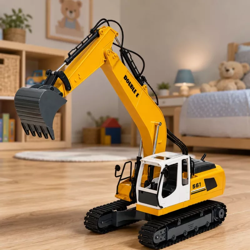 LEAN TOYS nuotoliniu valdymu RC vikšrinis ekskavatorius su šviesomis ir garsais, geltonas, 1:16