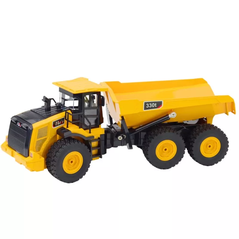 LEAN TOYS nuotoliniu valdymu savivartis sunkvežimis su garsais 9CH 2.4G geltonas