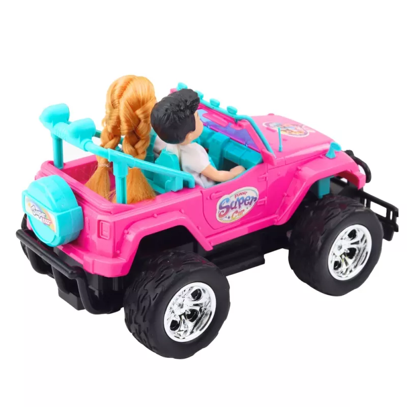 LEAN TOYS nuotolinio valdymo visureigis su lėlėmis rožinis 1:16