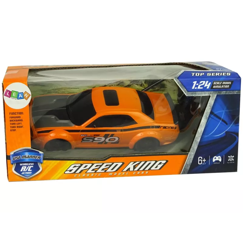 LEAN TOYS nuotolinio valdymo sportinis automobilis 1:24 lenktyninis oranžinis 27 MHz Pilot