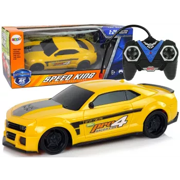 LEAN TOYS nuotoliniu valdymu sportinis automobilis 1:24 lenktyninis geltonas su tonuotais langais
