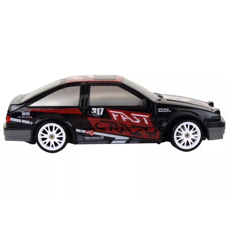 LEAN TOYS nuotoliniu valdymu sportinis automobilis R/C 1:24 juodas su keičiamais ratais