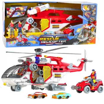 LEAN TOYS Gelbėjimo sraigtasparnis su daugiafunkciais priedais, šviesomis ir garsais