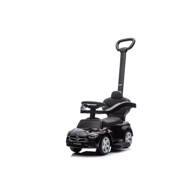 LEAN TOYS Važinėjamas automobilis su stūmikliu Mercedes 3in1 Juodas