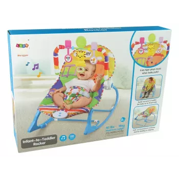 LEAN TOYS Sūpynės 2viename Mėlynas Tigras Garsai Vibracija