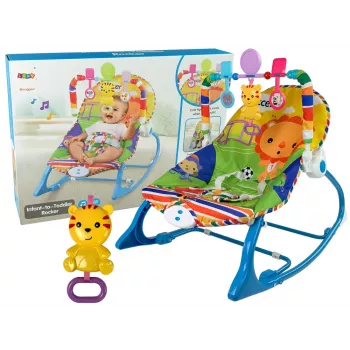 LEAN TOYS Sūpynės 2viename Mėlynas Tigras Garsai Vibracija