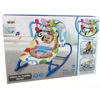 LEAN TOYS Sūpynės 2v1 Mėlyna Zebra Garsai Vibracija