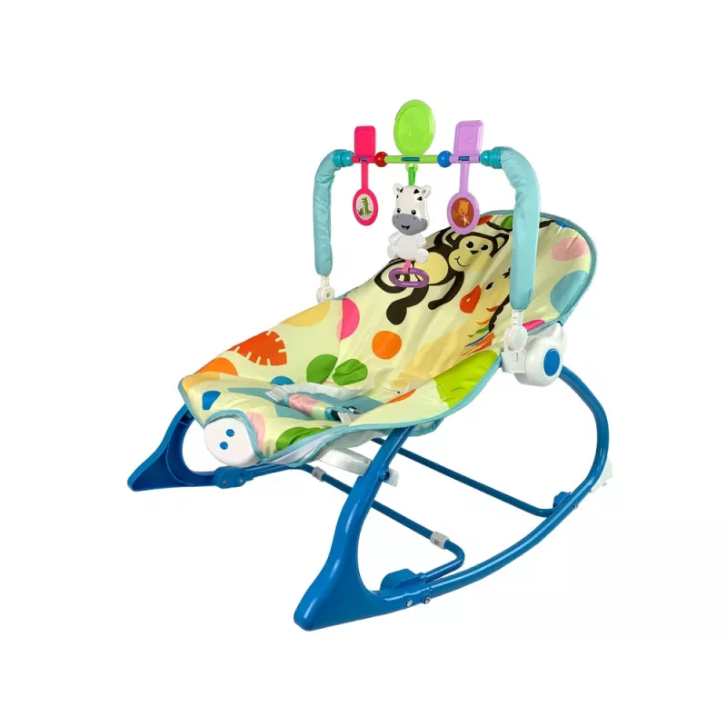 LEAN TOYS Sūpynės 2v1 Mėlyna Zebra Garsai Vibracija