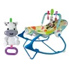 LEAN TOYS Sūpynės 2v1 Mėlyna Zebra Garsai Vibracija