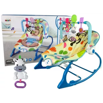 LEAN TOYS Sūpynės 2v1 Mėlyna Zebra Garsai Vibracija