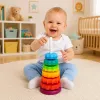 LEAN TOYS Rotating Pyramid Tower Sorter Rainbow Puzzle 36cm 6 Pieces
