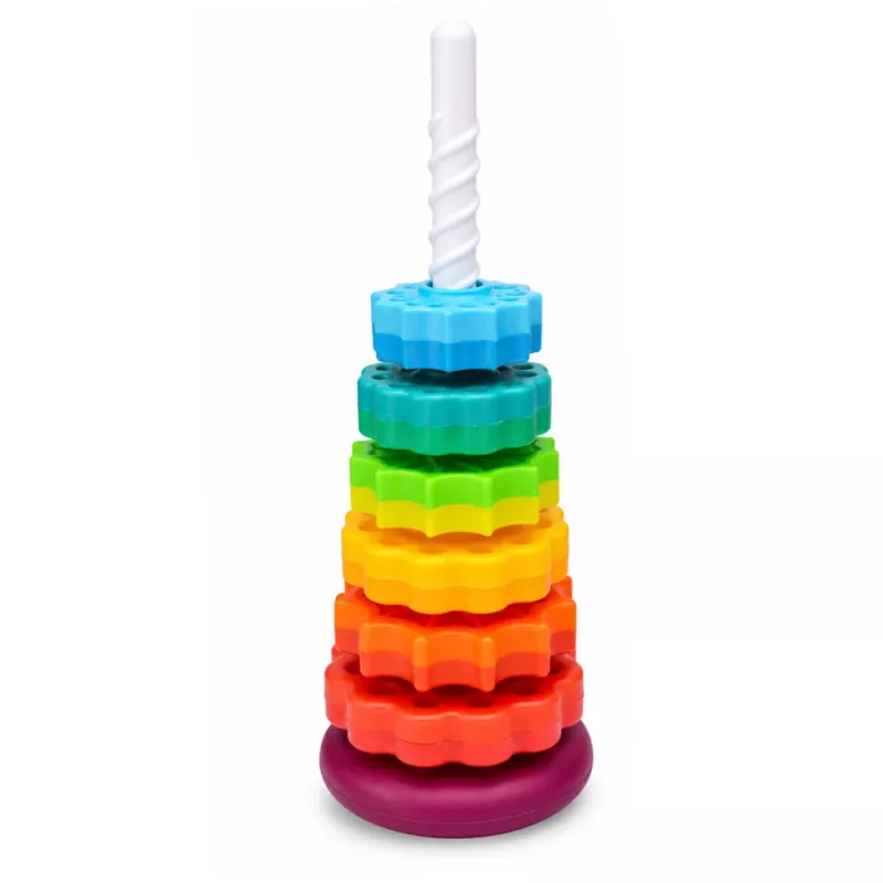 LEAN TOYS Rotating Pyramid Tower Sorter Rainbow Puzzle 36cm 6 Pieces