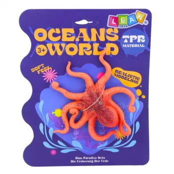 LEAN TOYS guminis aštuonkojis figūrėlė, tampri, realistiškas jūros gyvūnas, 12 cm