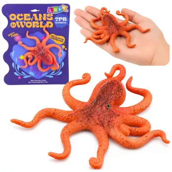 LEAN TOYS guminis aštuonkojis figūrėlė, tampri, realistiškas jūros gyvūnas, 12 cm