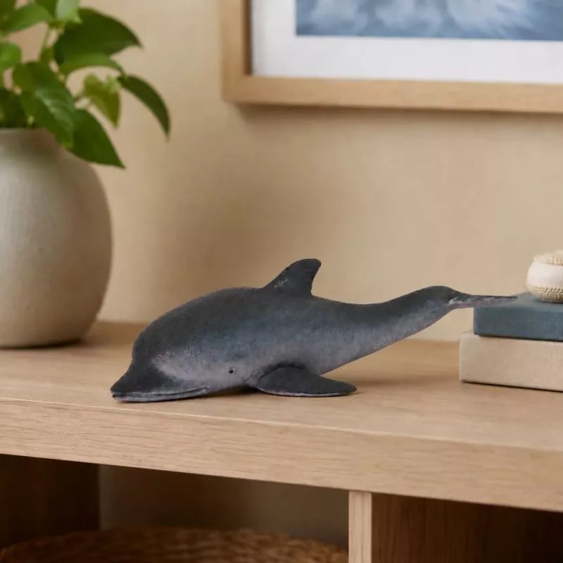 LEAN TOYS guminis jūros delfino figūrėlė, minkšta, realistinė, TPR, tamsiai pilka, 17,5 cm