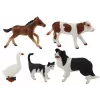 LEAN TOYS Kaimo gyvūnų figūrėlių rinkinys 5 vnt. Arklys, karvė, katė, žąsis, šuo