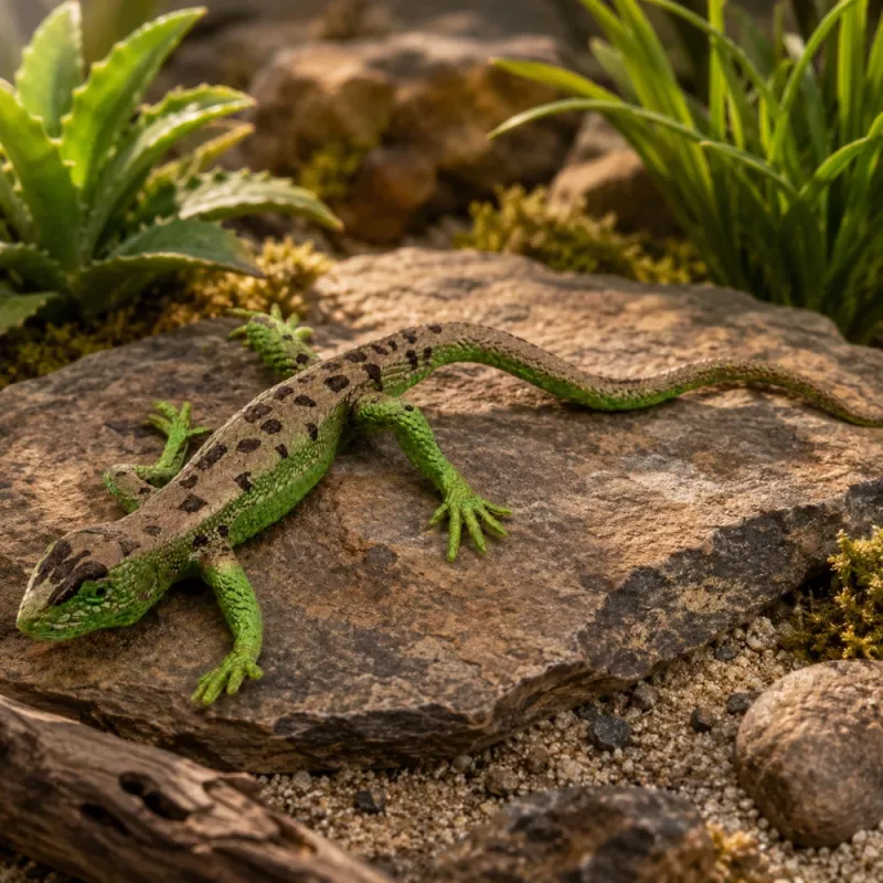 LEAN TOYS Smėlio driežo guminė figūrėlė, tampri, realistinė, 15 cm