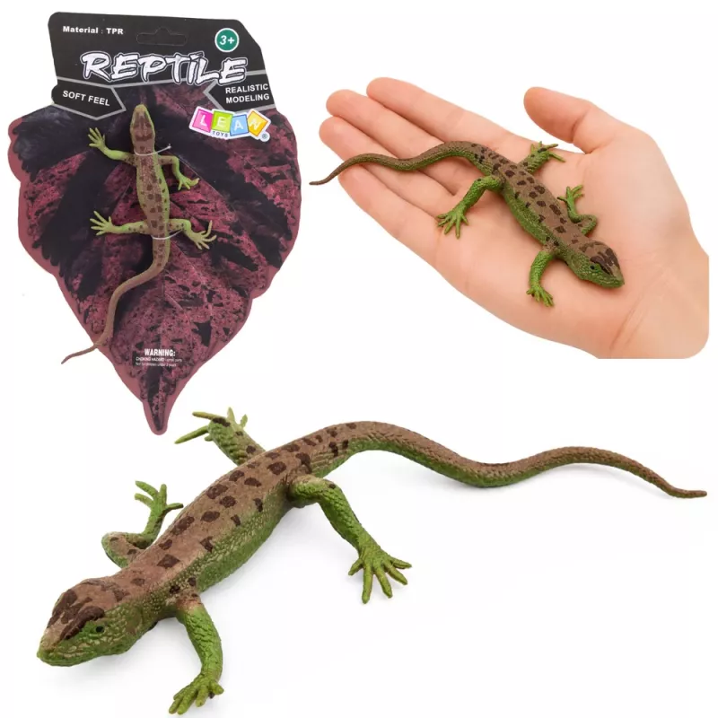 LEAN TOYS Smėlio driežo guminė figūrėlė, tampri, realistinė, 15 cm