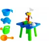 LEAN TOYS Smėlio ir vandens stalas su formelėmis, kastuvėliu, grėbliuku ir debesėlio formele - įvairiaspalvis