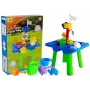 LEAN TOYS Smėlio ir vandens stalas su formelėmis, kastuvėliu, grėbliuku ir debesėlio formele - įvairiaspalvis
