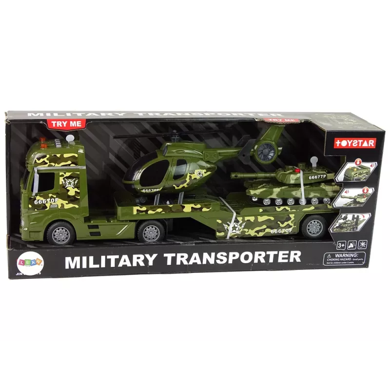 LEAN TOYS Rinkinys Karinis Tankas Friction Drive Sraigtasparnis Sunkvežimis