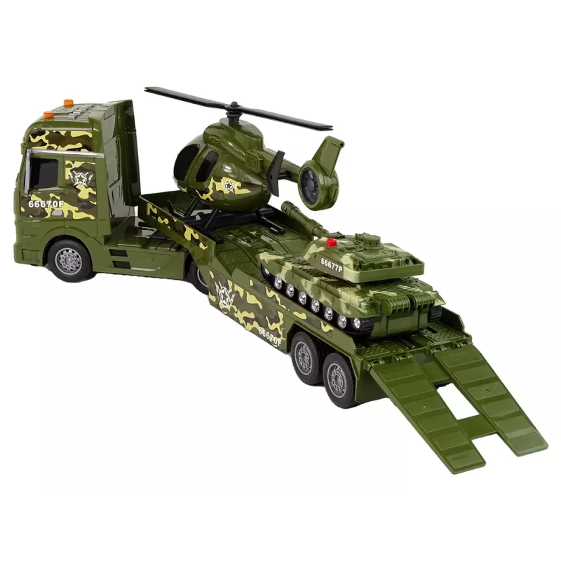 LEAN TOYS Rinkinys Karinis Tankas Friction Drive Sraigtasparnis Sunkvežimis