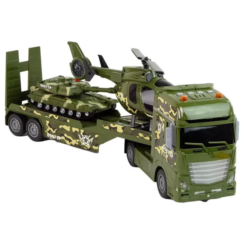 LEAN TOYS Rinkinys Karinis Tankas Friction Drive Sraigtasparnis Sunkvežimis