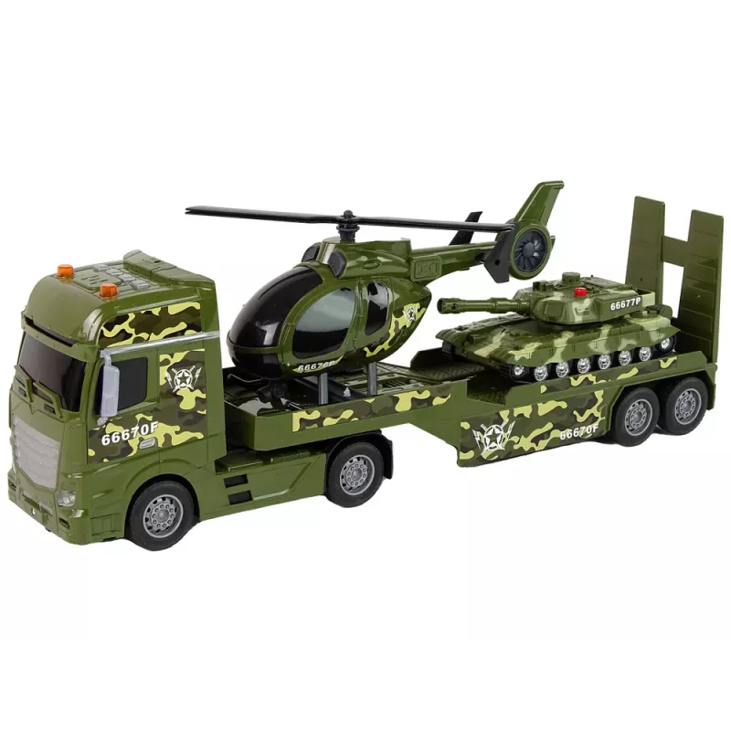 LEAN TOYS Rinkinys Karinis Tankas Friction Drive Sraigtasparnis Sunkvežimis