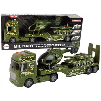 LEAN TOYS Rinkinys Karinis Tankas Friction Drive Sraigtasparnis Sunkvežimis