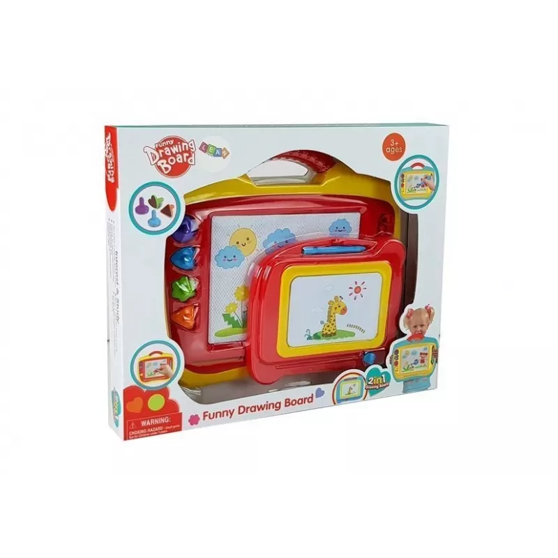 LEAN TOYS 2 magnetinių piešimo lentelių rinkinys su antspaudais - mėlyna ir geltona