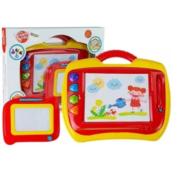 LEAN TOYS 2 magnetinių piešimo lentelių rinkinys su antspaudais - mėlyna ir geltona